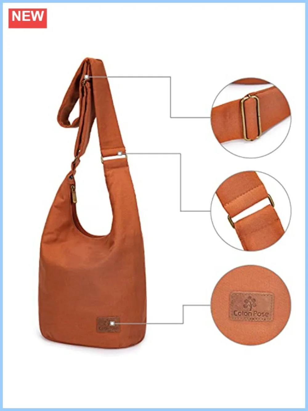 Hobo Canvas Crossbody Bag Large Hippie Sling Shoulder Bag